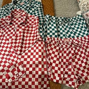 Show Me Your MuMu Red and Green Checkered Pajama Sets